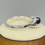 Sterling Silver Black Onyx Round Marcasite Ring