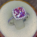 Sterling Silver Cushion Cut Pink CZ Ring