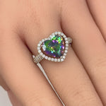 Sterling Silver Rainbow CZ Halo Ring