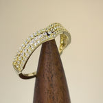 Solid 14K Yellow Gold Layered Chevron CZ Ring