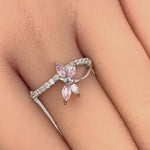 Sterling Silver Butterfly Pink CZ Ring