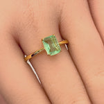 Sterling Silver Gold Plated Light Green CZ Crackle Effect Ring