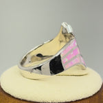 Sterling Silver Crooked Pink Lab Opal Ring