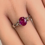 Sterling Silver Charmed Oval Ruby CZ Ring