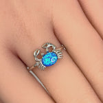 Sterling Silver Crab Blue Lab Opal Ring