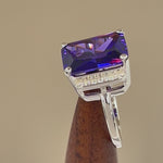 Sterling Silver Radiant Purple CZ Ring