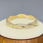 Solid 14K Gold Twisted CZ Ring