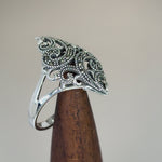 Sterling Silver Swirl Marcasite Ring