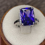 Sterling Silver Radiant Purple CZ Ring