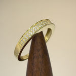 Solid 14K Yellow Gold Double Row CZ Ring