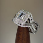 Sterling Silver Emerald-Cut CZ Halo Engagement Ring