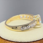 Solid 14K Yellow Gold Round & Princess Cut CZ Engagement Ring