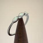 Sterling Silver Triple Marquise White Lab Opal Ring