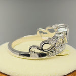 Sterling Silver Heart Crown CZ Ring