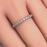 Solid 14K White Gold Classic Row Diamond Ring