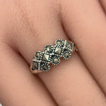 Sterling Silver Square and Round Marcasite Ring