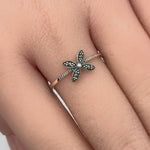 Sterling Silver Dainty Flower Marcasite Ring