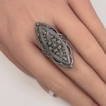 Sterling Silver Extravagant Flower Shield Ring