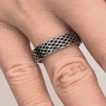 Sterling Silver Diamond Line Pattern Ring