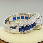 Sterling Silver Blue Row CZ Engagement Ring