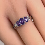 Sterling Silver Purple CZ 3-Stone Ring