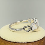 Sterling Silver White Lab Opal Sequence of Hearts Ring