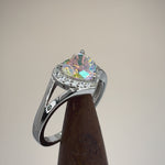 Sterling Silver Heart Iridescent Rainbow CZ Ring