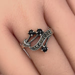Sterling Silver Black Onyx Marcasite Ring