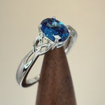 Sterling Silver Charmed Oval Light Blue CZ Ring