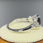 Sterling Silver Double Butterfly Dark Garnet Center Stone CZ Ring