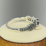 Sterling Silver Oval Abalone Marcasite Ring