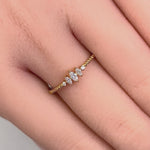 Solid 14K Gold Marquise Clear CZ Engagement Ring