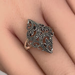 Sterling Silver Swirl Marcasite Ring