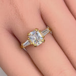 Solid 14K Yellow Gold Radiant Cut CZ Engagement Ring