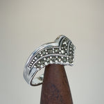 Sterling Silver V Shape Marcasite Ring