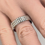 Sterling Silver Diamond Cut Pyramid Pattern Wedding Band Ring