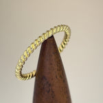 Solid 14K Yellow Gold Stackable Rope Ring