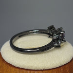 Sterling Silver Black Rhodium Flower Rainbow CZ Ring
