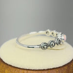 Sterling Silver Small Round Opal Marcasite Ring