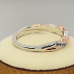 Sterling Silver and Rose Gold Plated Braided CZ Ring