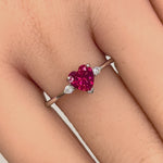 Sterling Silver Ruby Heart CZ Ring