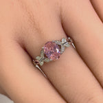 Sterling Silver Double Butterfly Pink Center Stone CZ Ring
