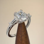 Solid 14K White Gold Radiant Cut CZ Engagement Ring