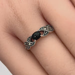Sterling Silver Oval Black Onyx Marcasite Ring