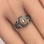 Sterling Silver Austere Oval Cut Champagne CZ Ring