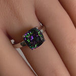 Sterling Silver Cushion-Cut Rainbow CZ Ring
