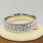 Sterling Silver Diamond Cut Pattern Wedding Band Ring