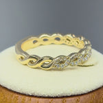 Solid 14K Yellow Gold Elegant Twist  0.10 ct. Diamond Band