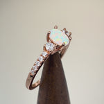 Sterling Silver Rose Gold Oval White Lab Opal CZ Ring
