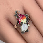 Sterling Silver Mother of Pearl Ghost Fish Marcasite Ring